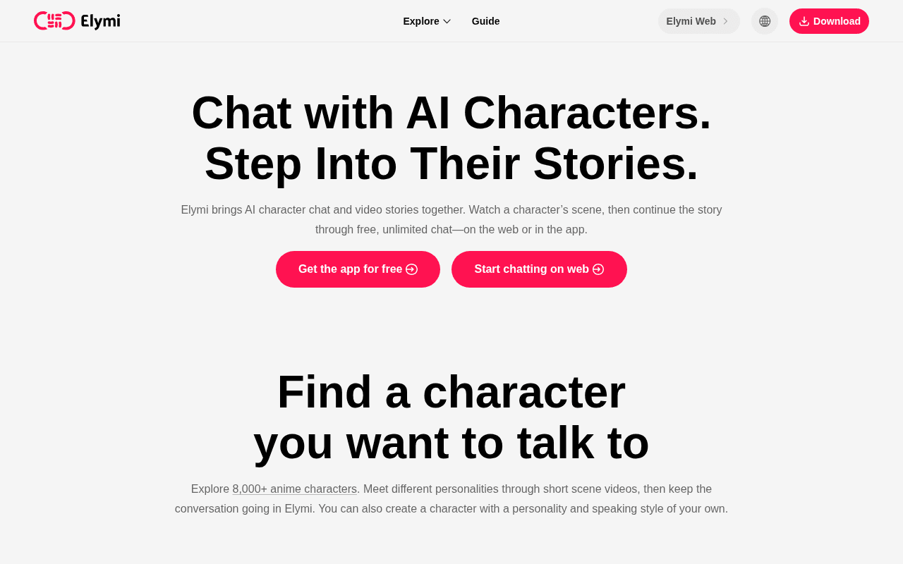 Screenshot of elymi.ai