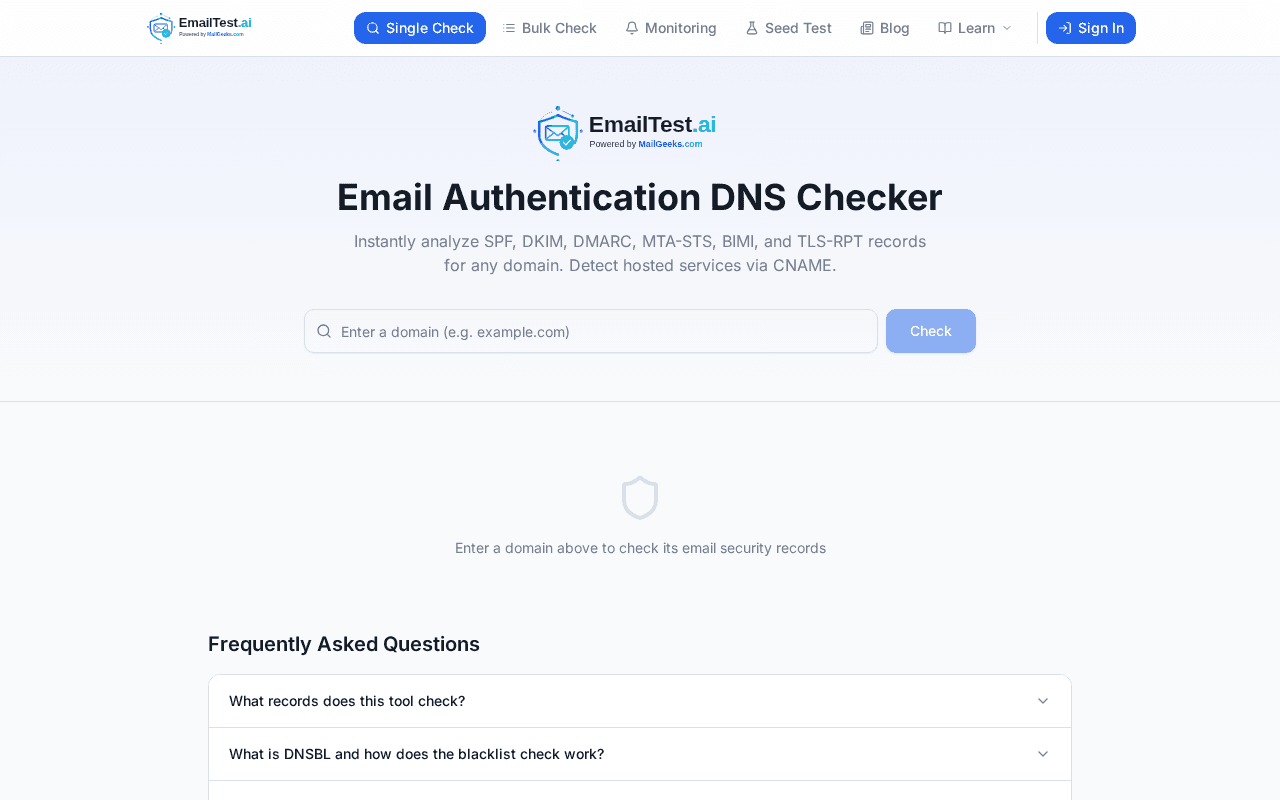 Screenshot of emailtest.ai