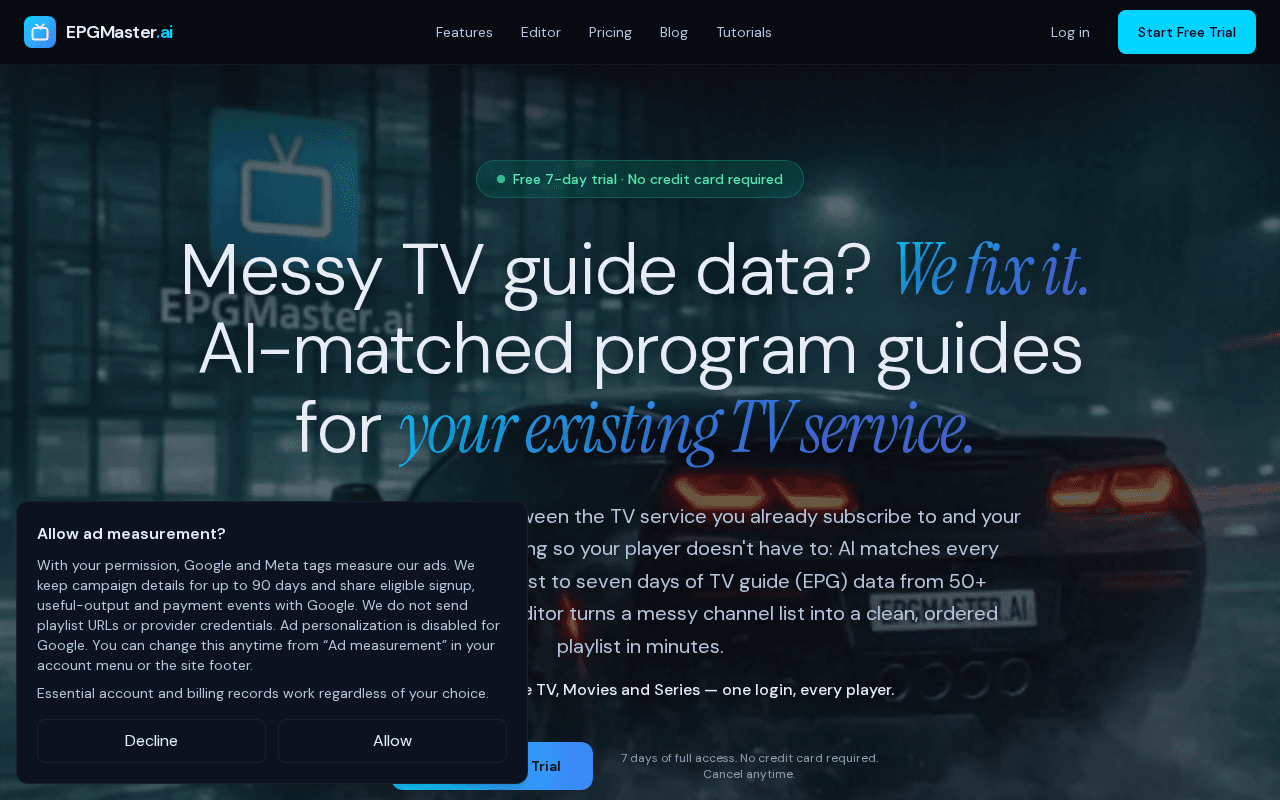 Screenshot of epgmaster.ai