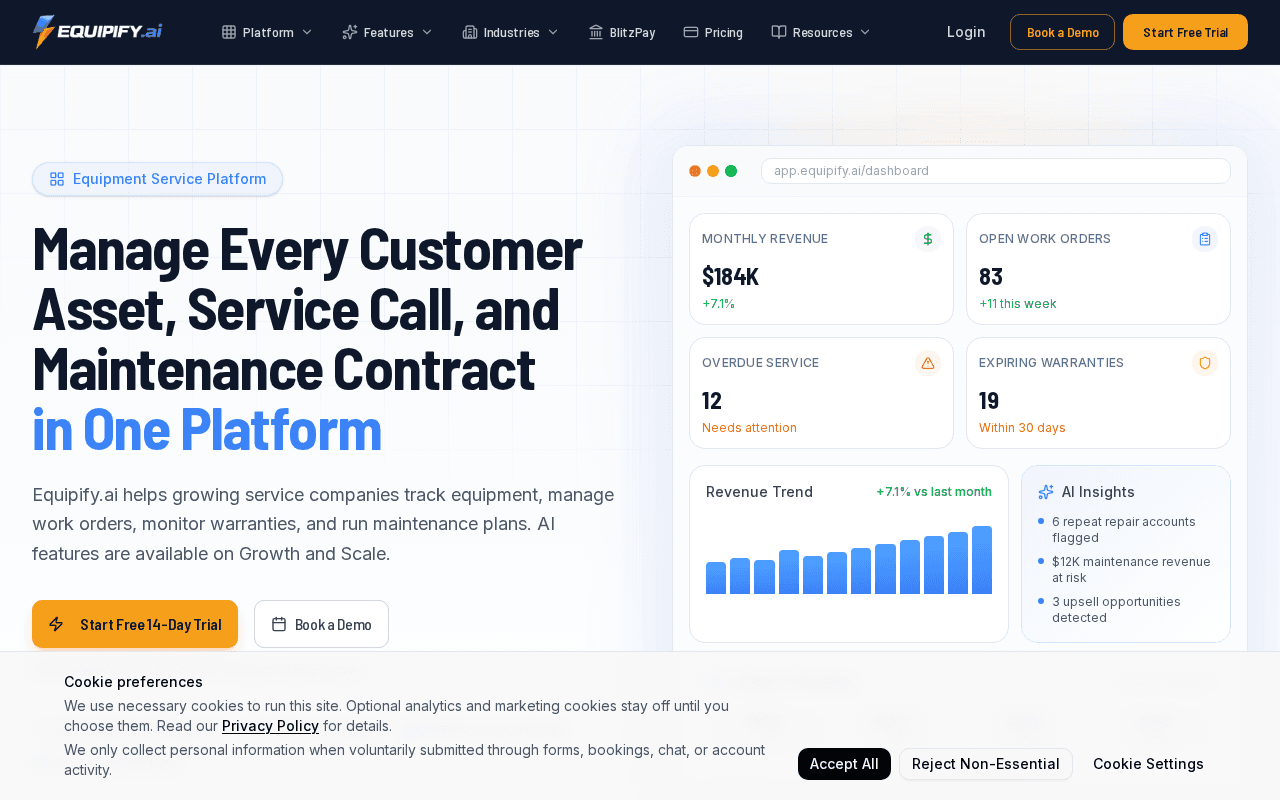 Screenshot of equipify.ai