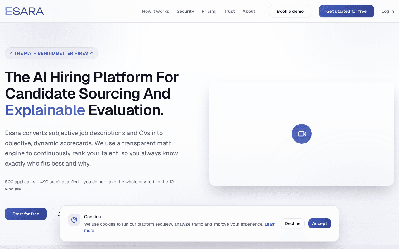 Screenshot of esara.ai