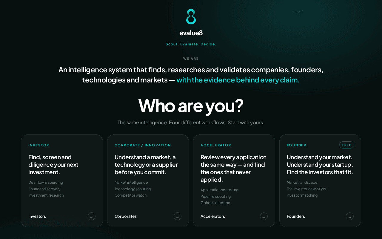 Screenshot of evalue8.ai