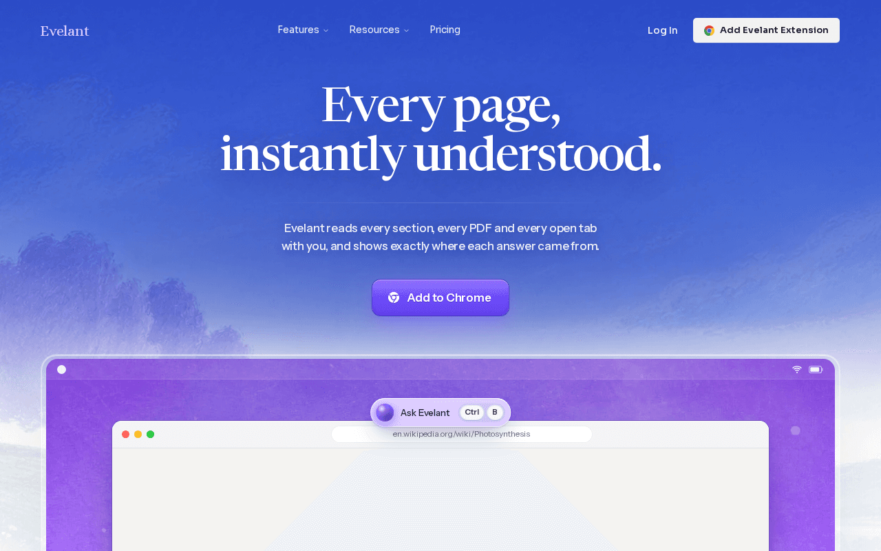Screenshot of evelant.ai