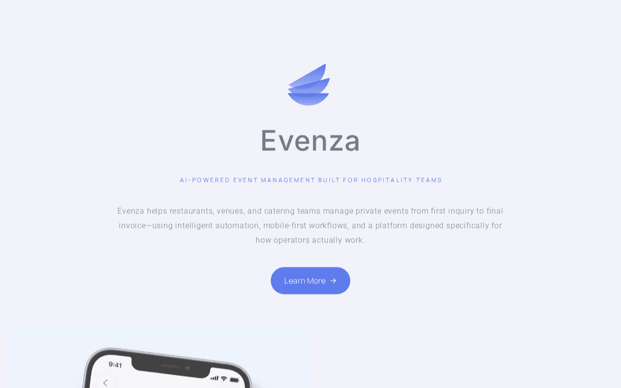 Screenshot of evenza.ai