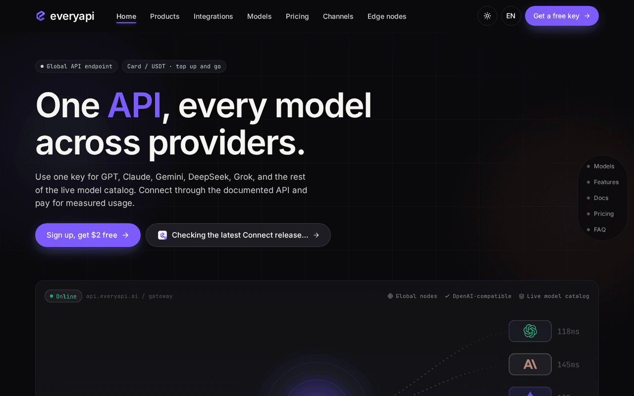 Screenshot of everyapi.ai