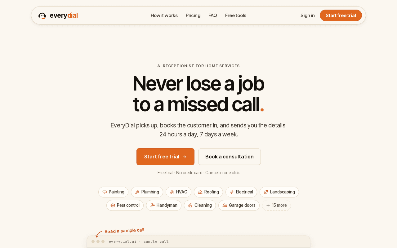 Screenshot of everydial.ai