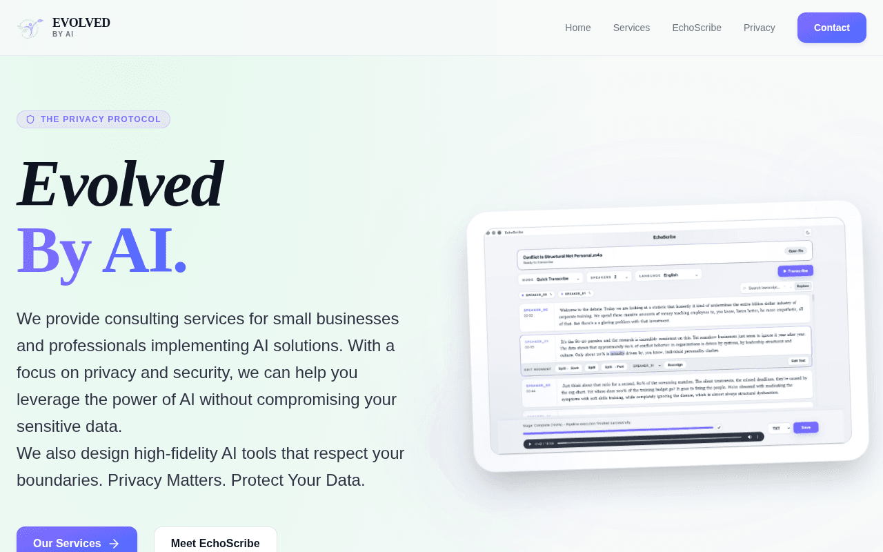 Screenshot of evolvedby.ai