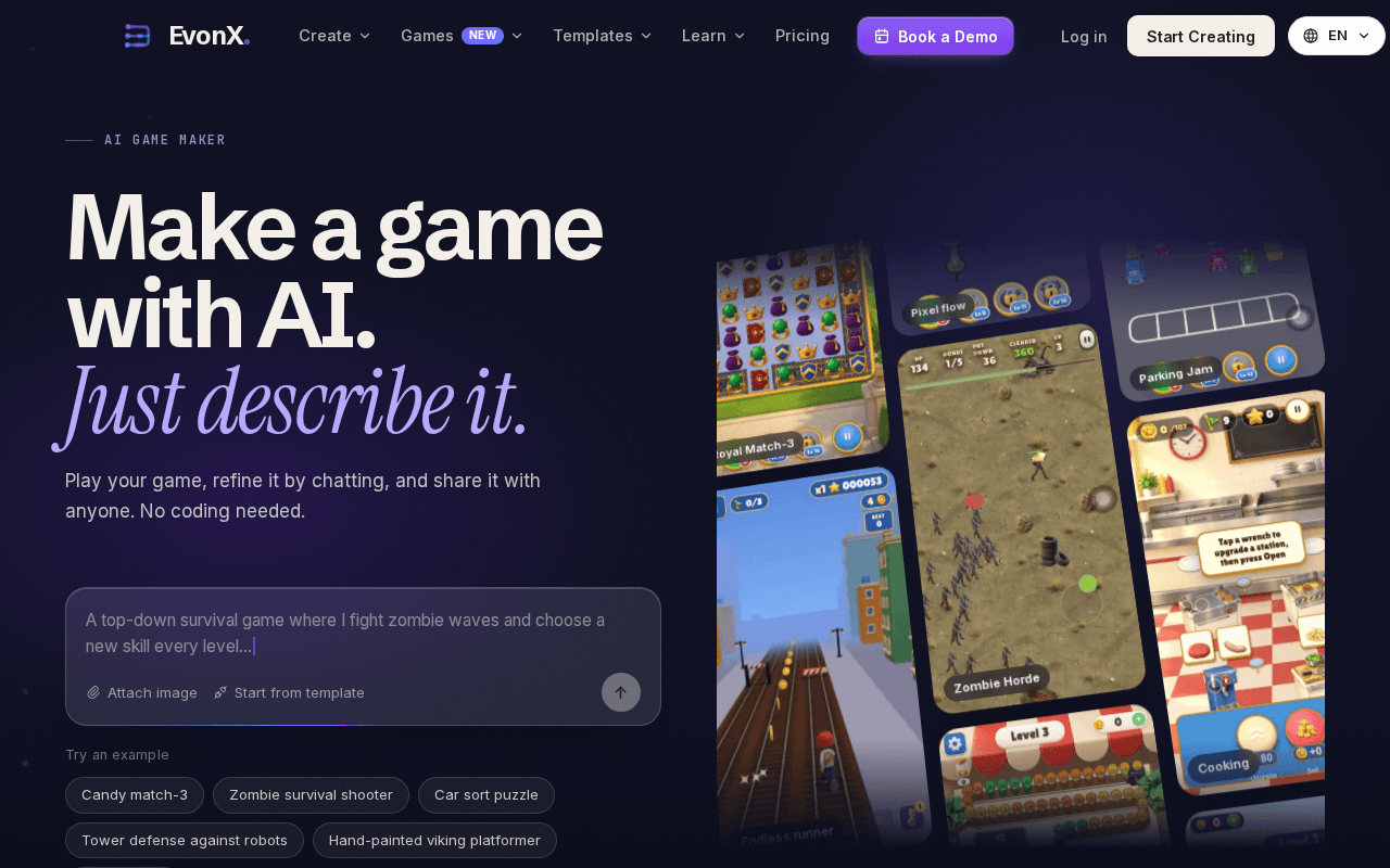 Screenshot of evonx.ai