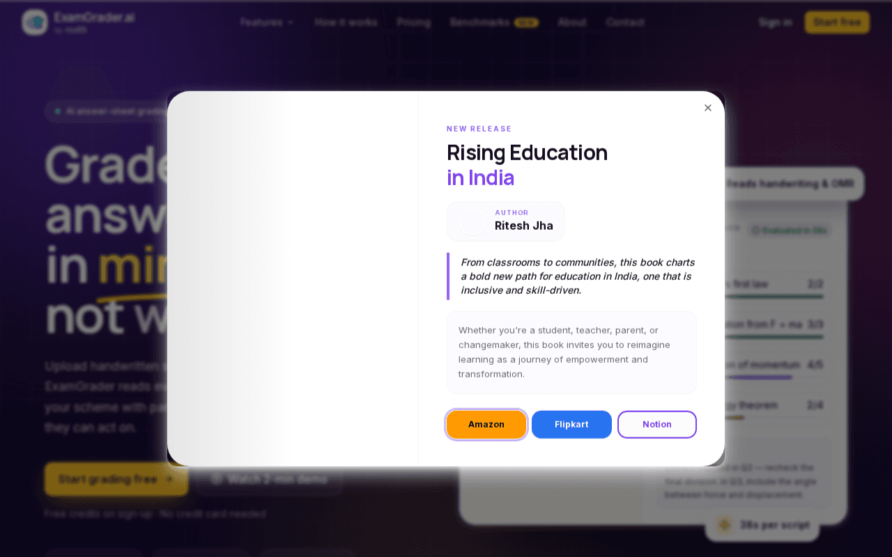 Screenshot of examgrader.ai