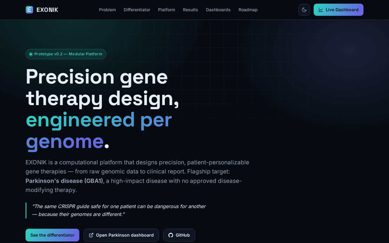 Screenshot of exonik.ai