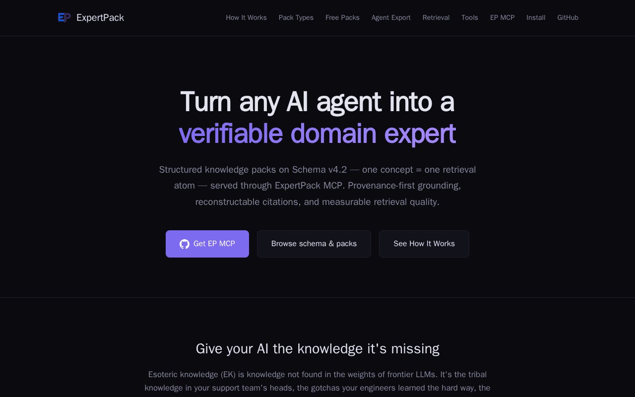 Screenshot of expertpack.ai