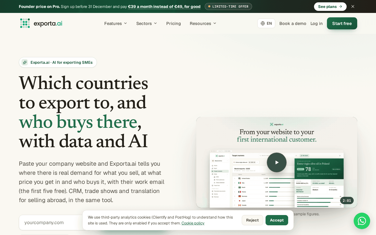 Screenshot of exporta.ai