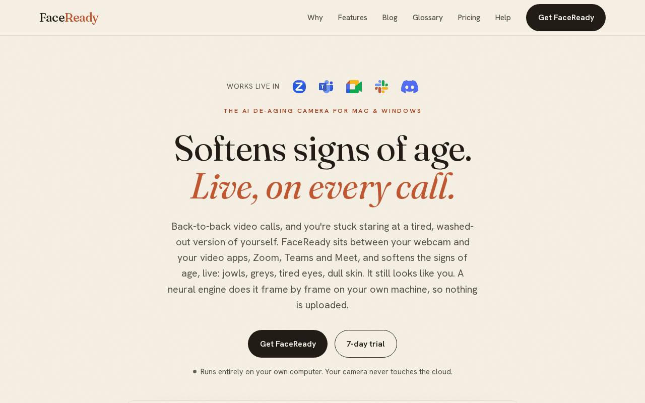 Screenshot of faceready.ai