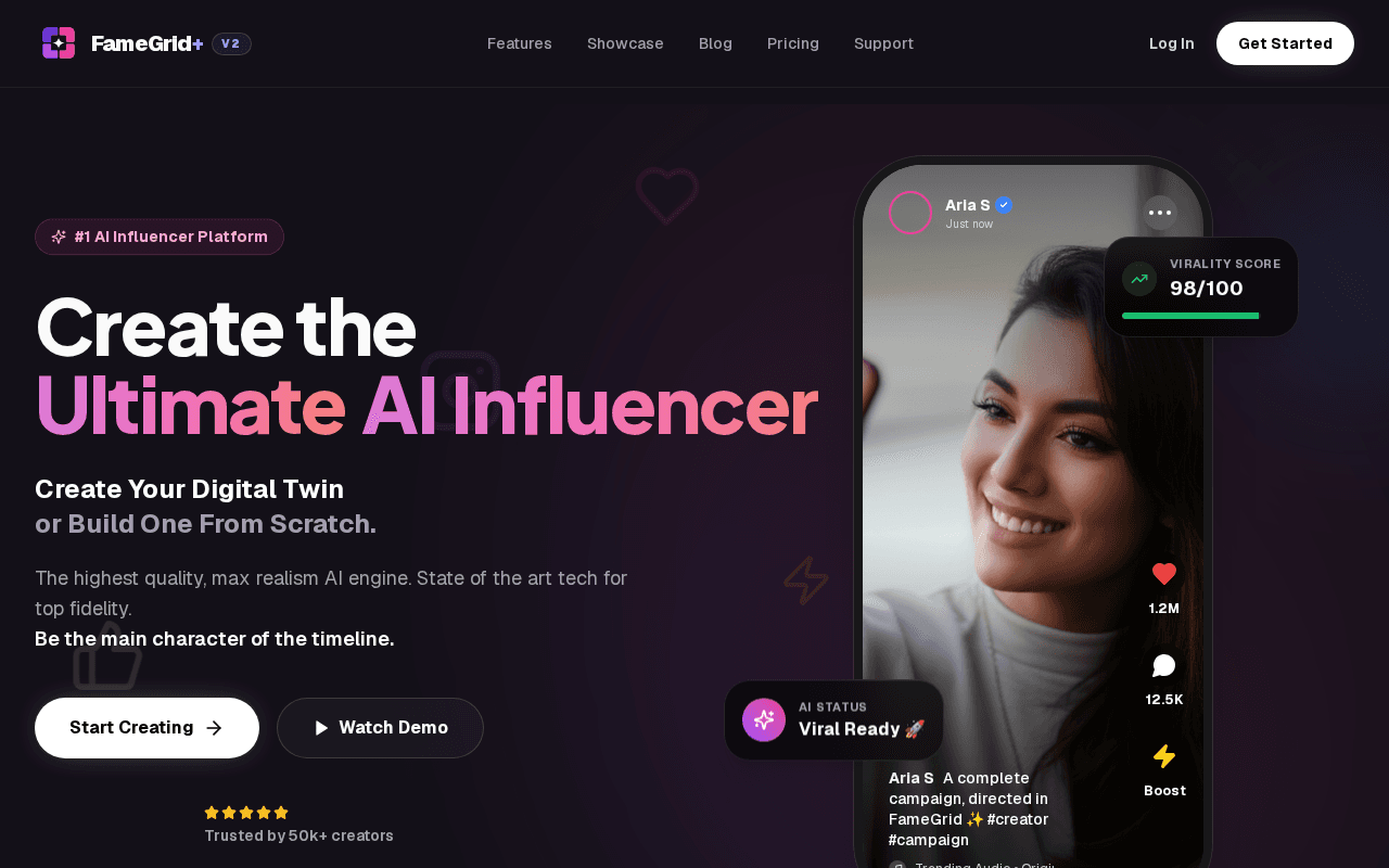 Screenshot of famegrid.ai