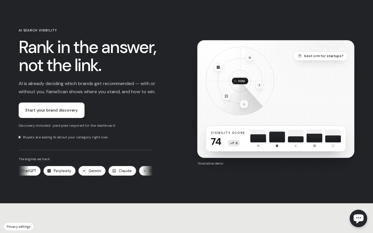 Screenshot of famescan.ai