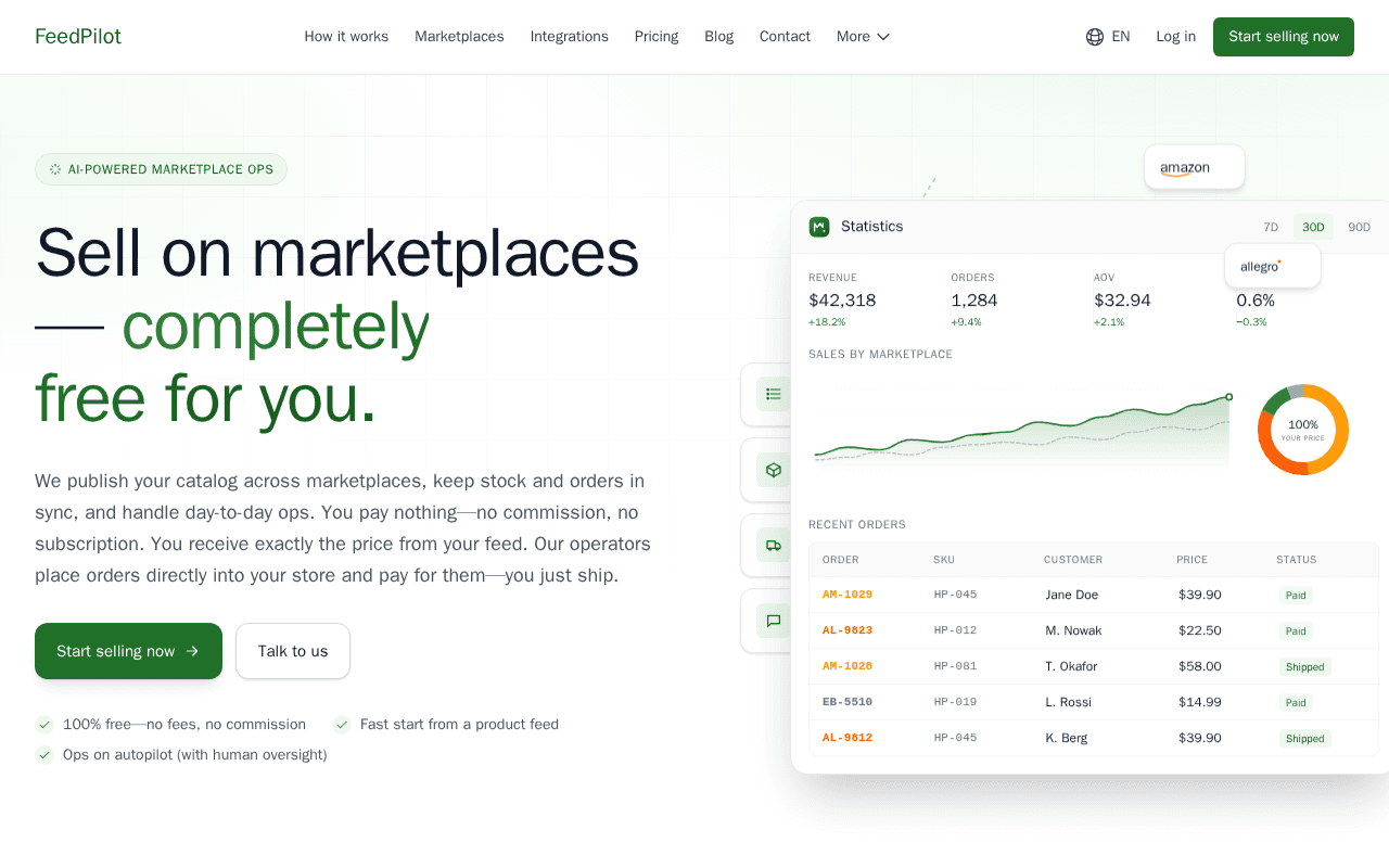 Screenshot of feedpilot.ai
