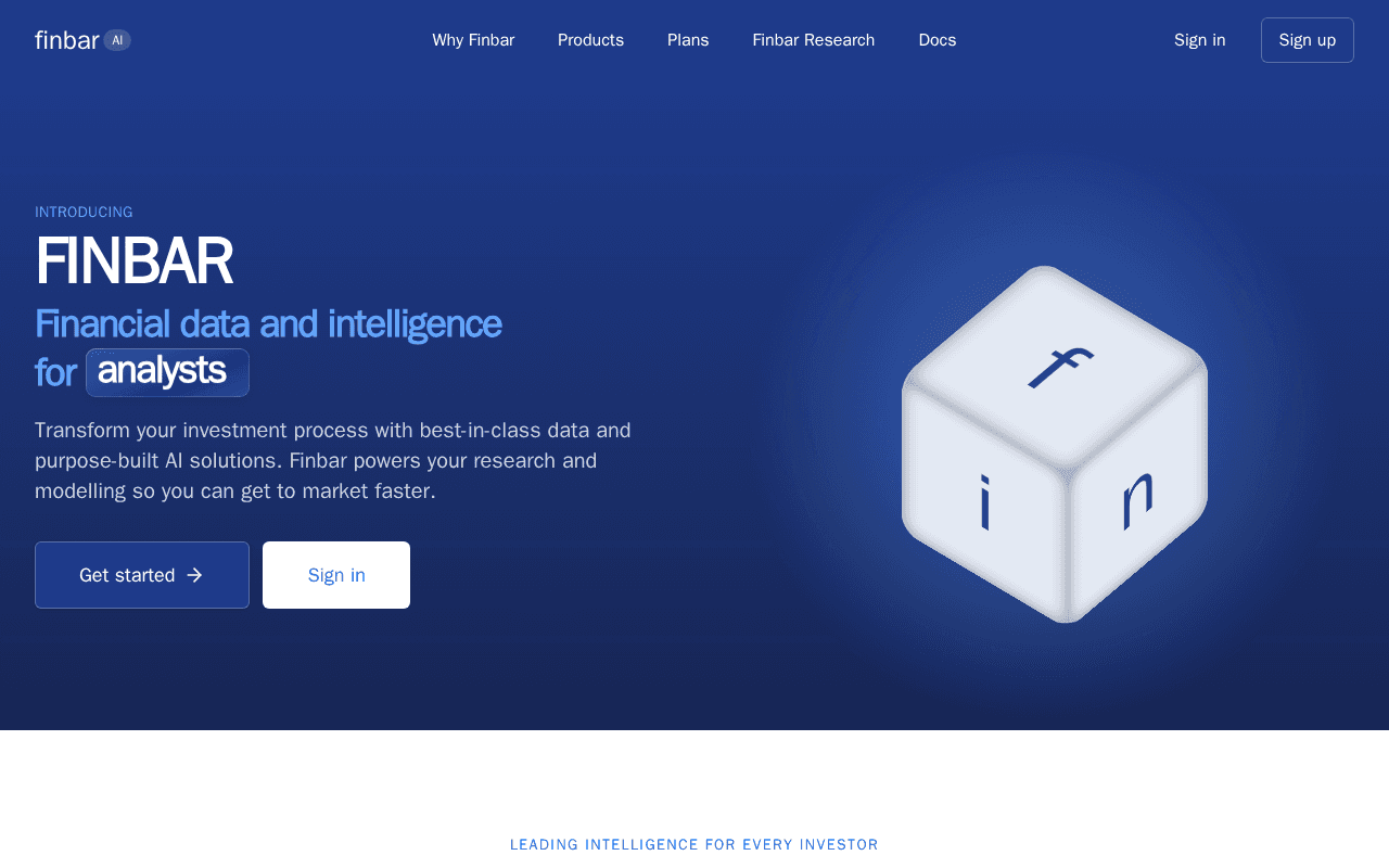 Screenshot of finbar.ai