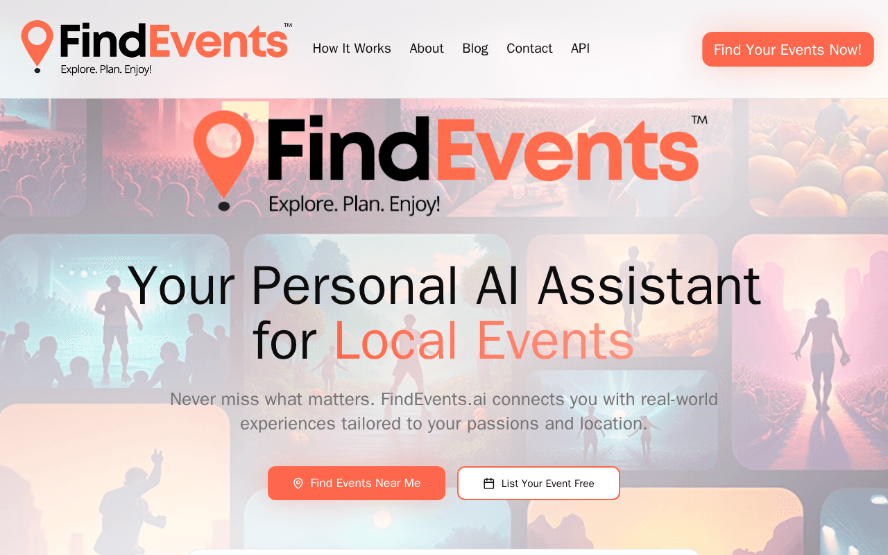 Screenshot of findevents.ai