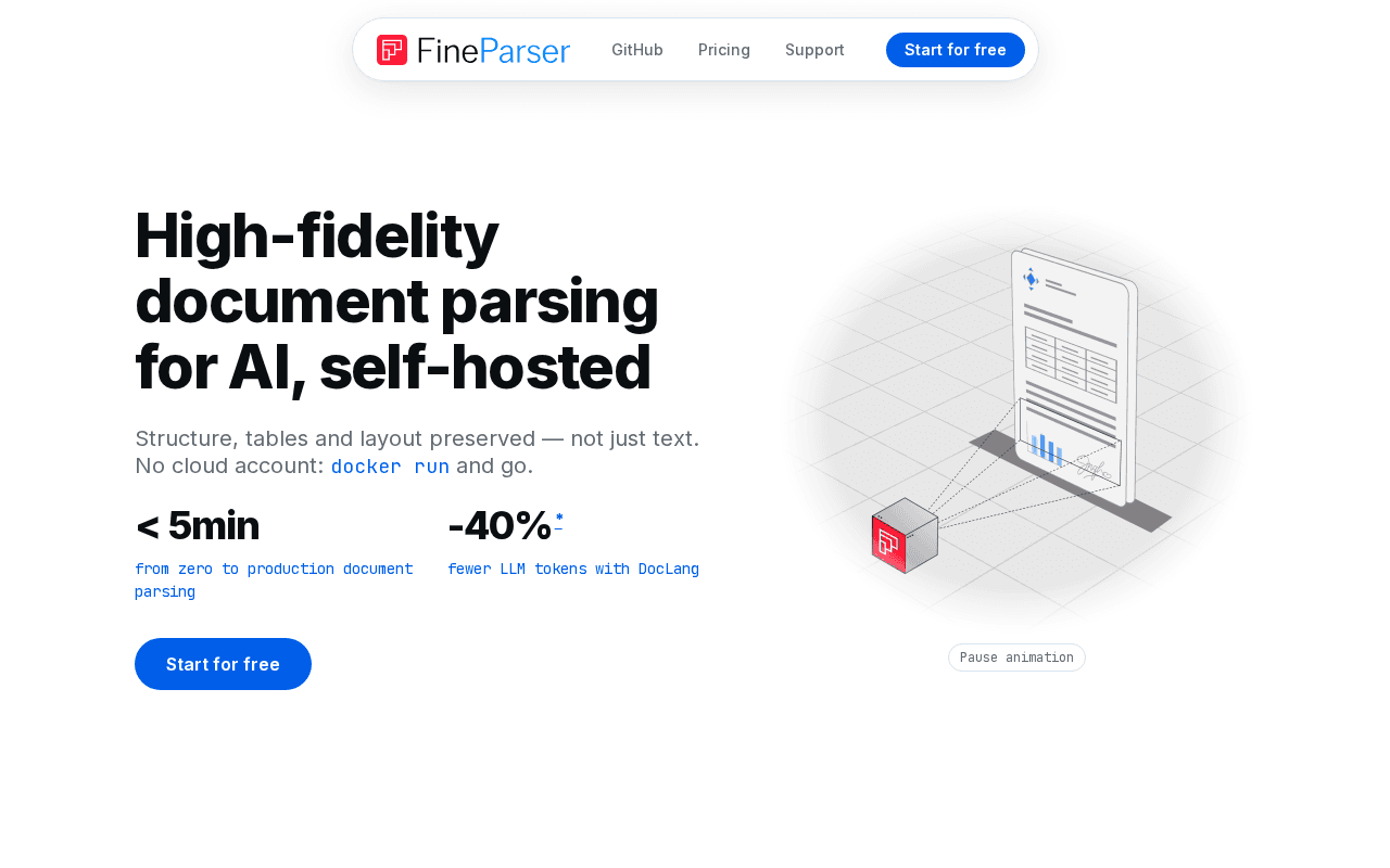 Screenshot of fineparser.ai