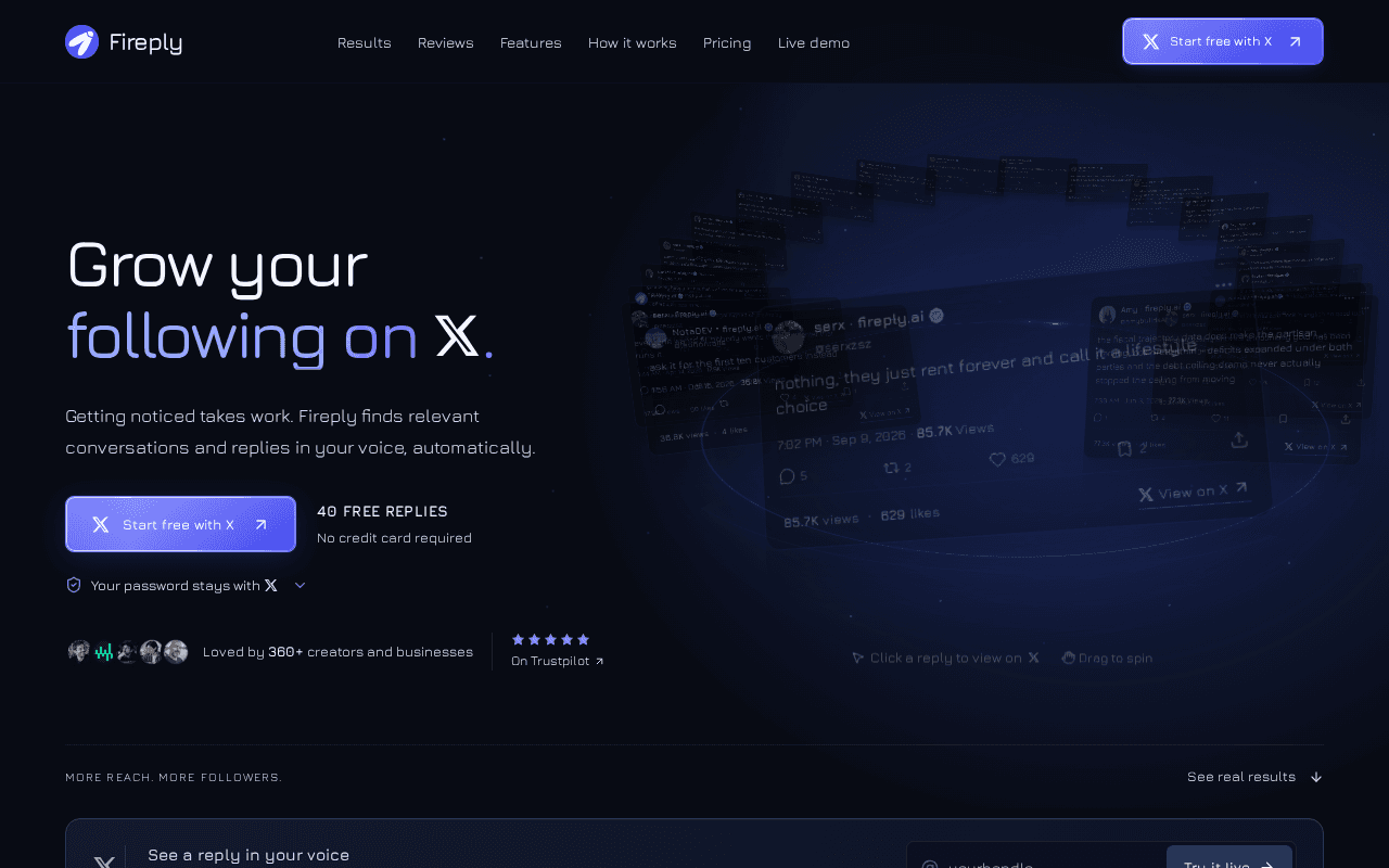 Screenshot of fireply.ai