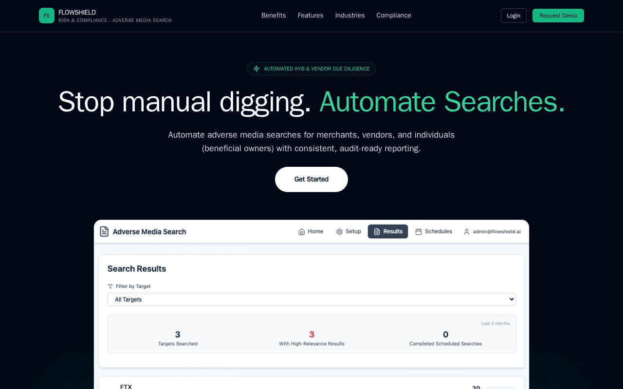 Screenshot of flowshield.ai