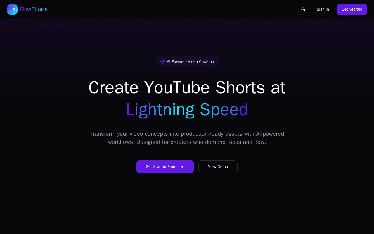 Screenshot of flowshorts.ai