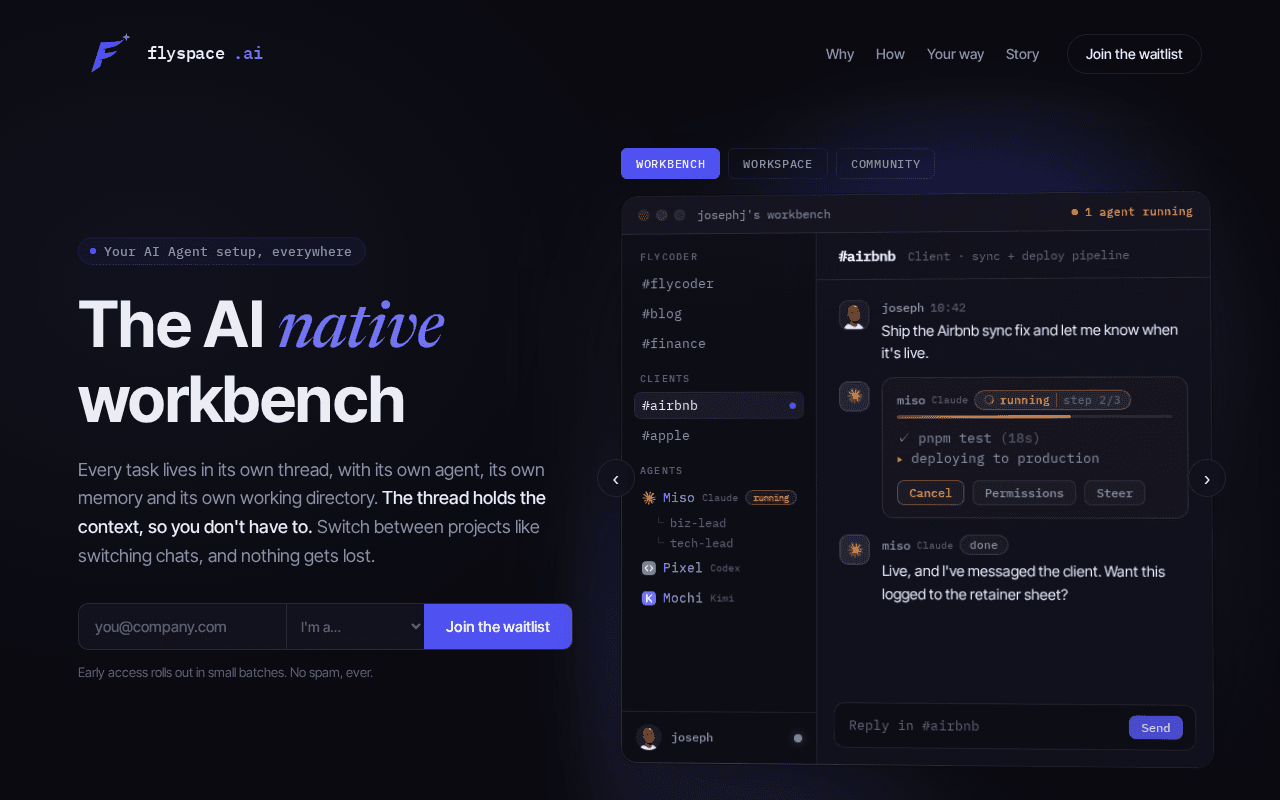 Screenshot of flyspace.ai