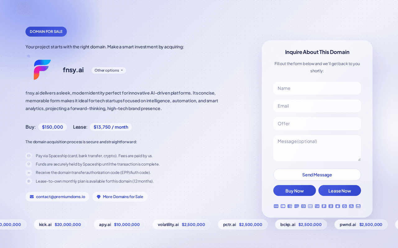 Screenshot of fnsy.ai
