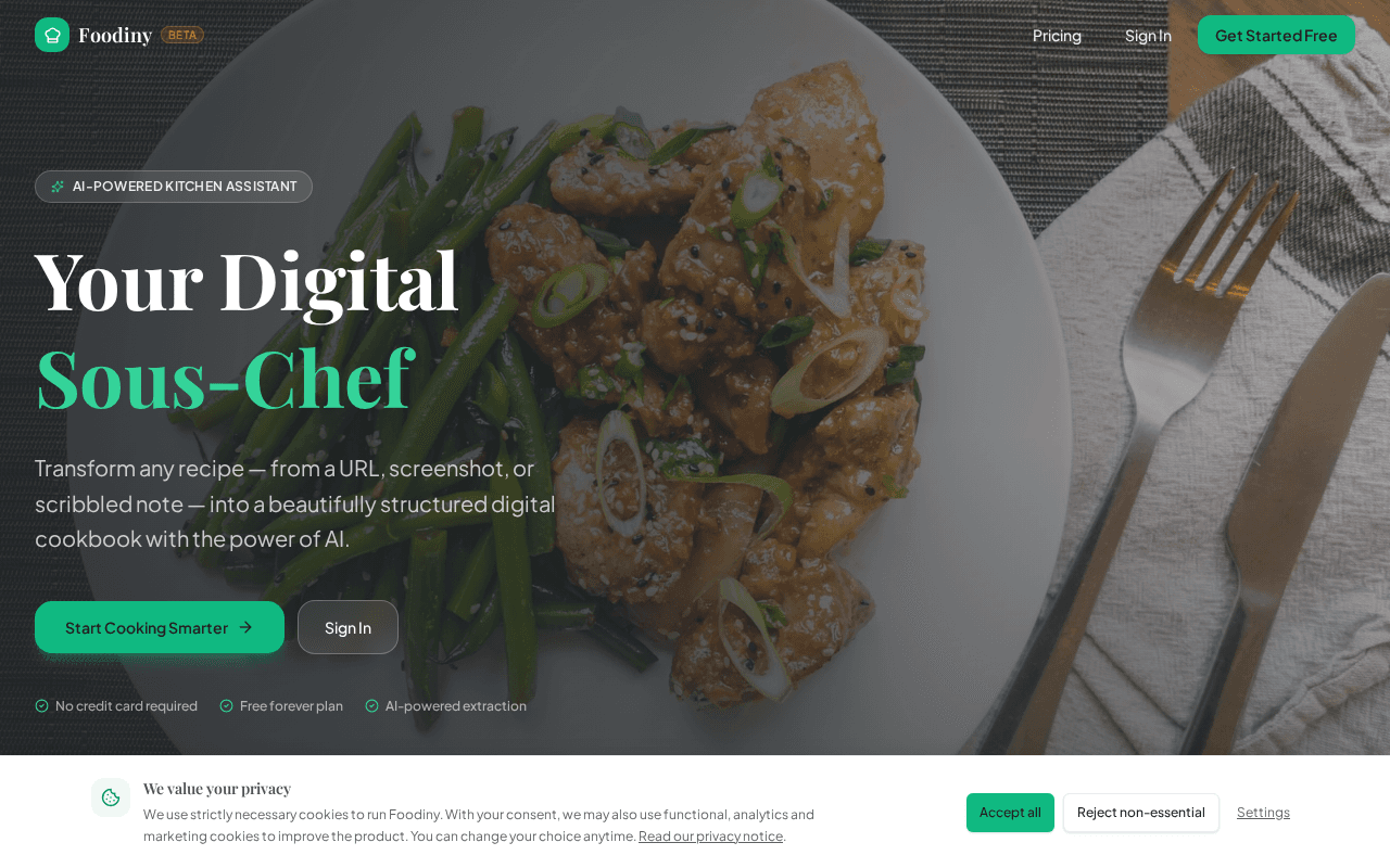 Screenshot of foodiny.ai