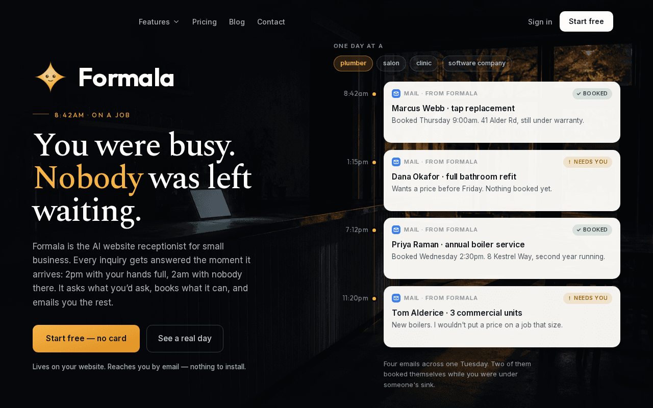 Screenshot of formala.ai