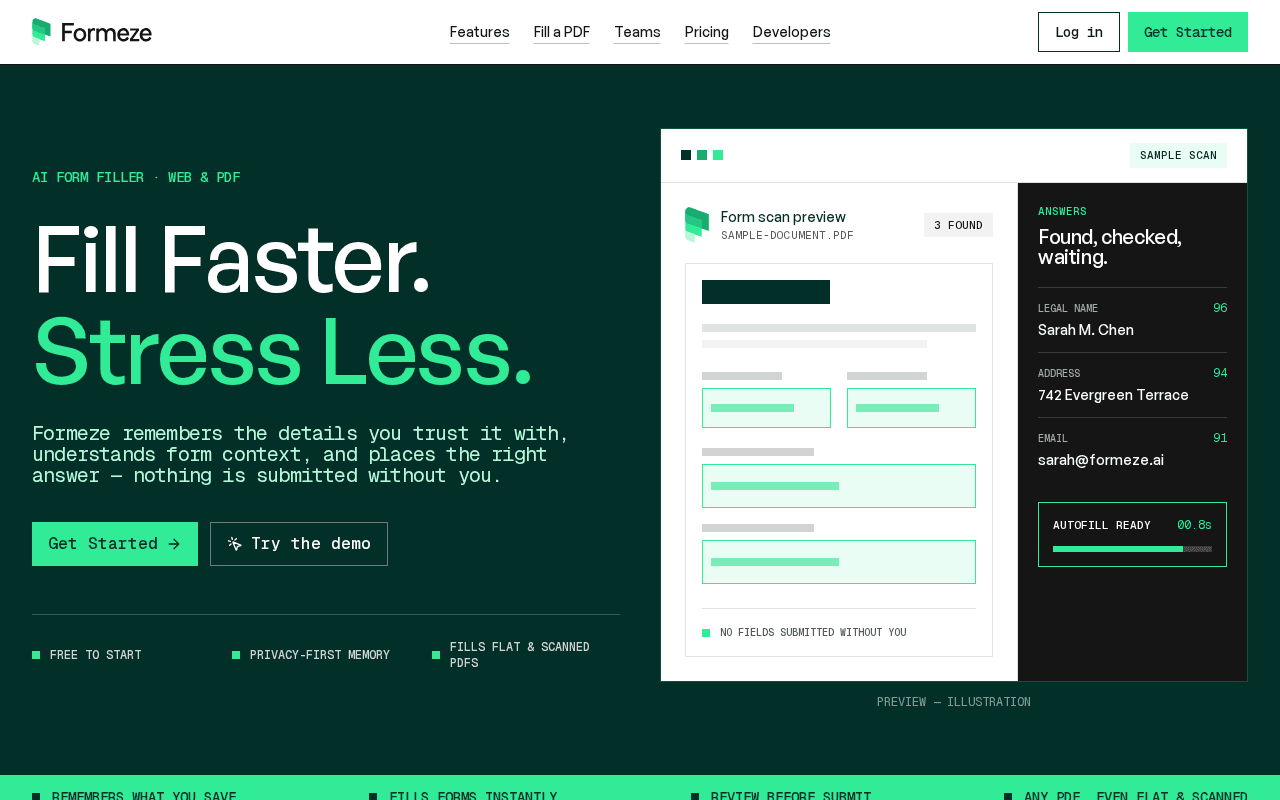Screenshot of formeze.ai