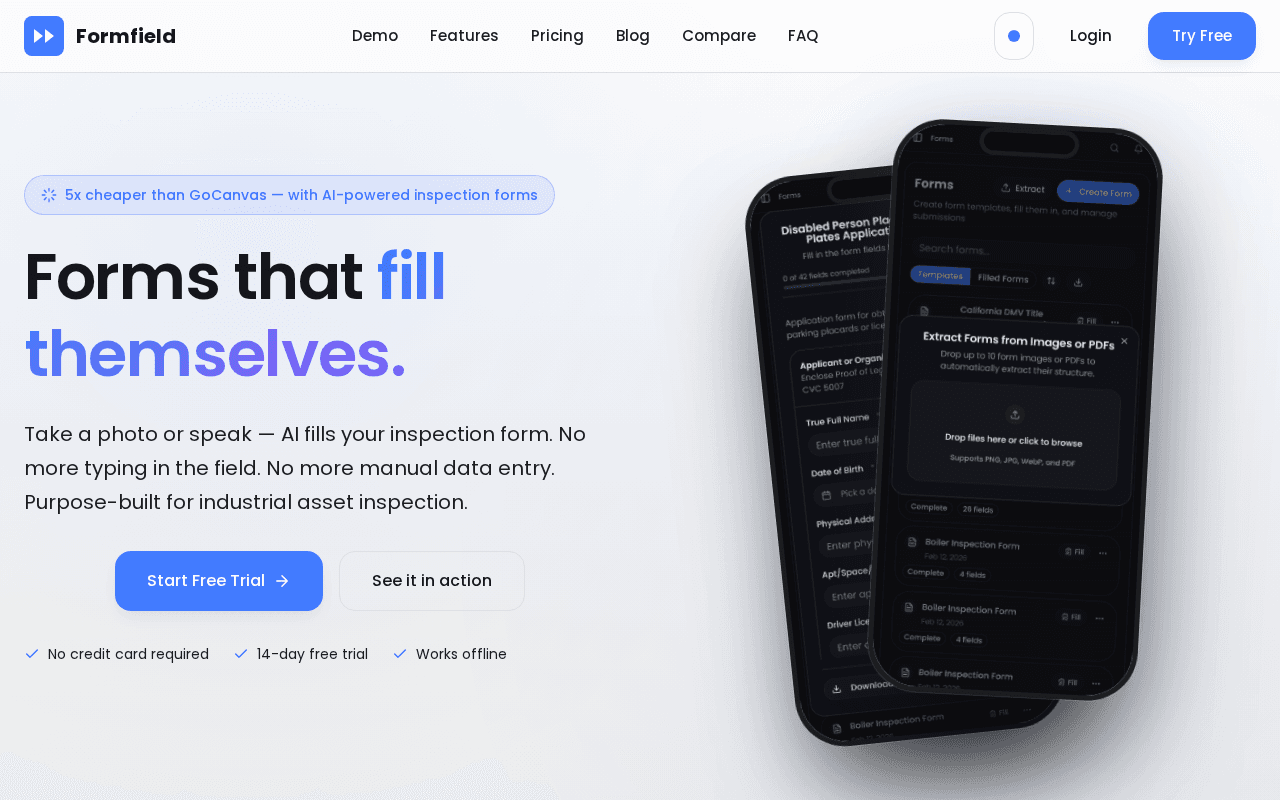 Screenshot of formfield.ai