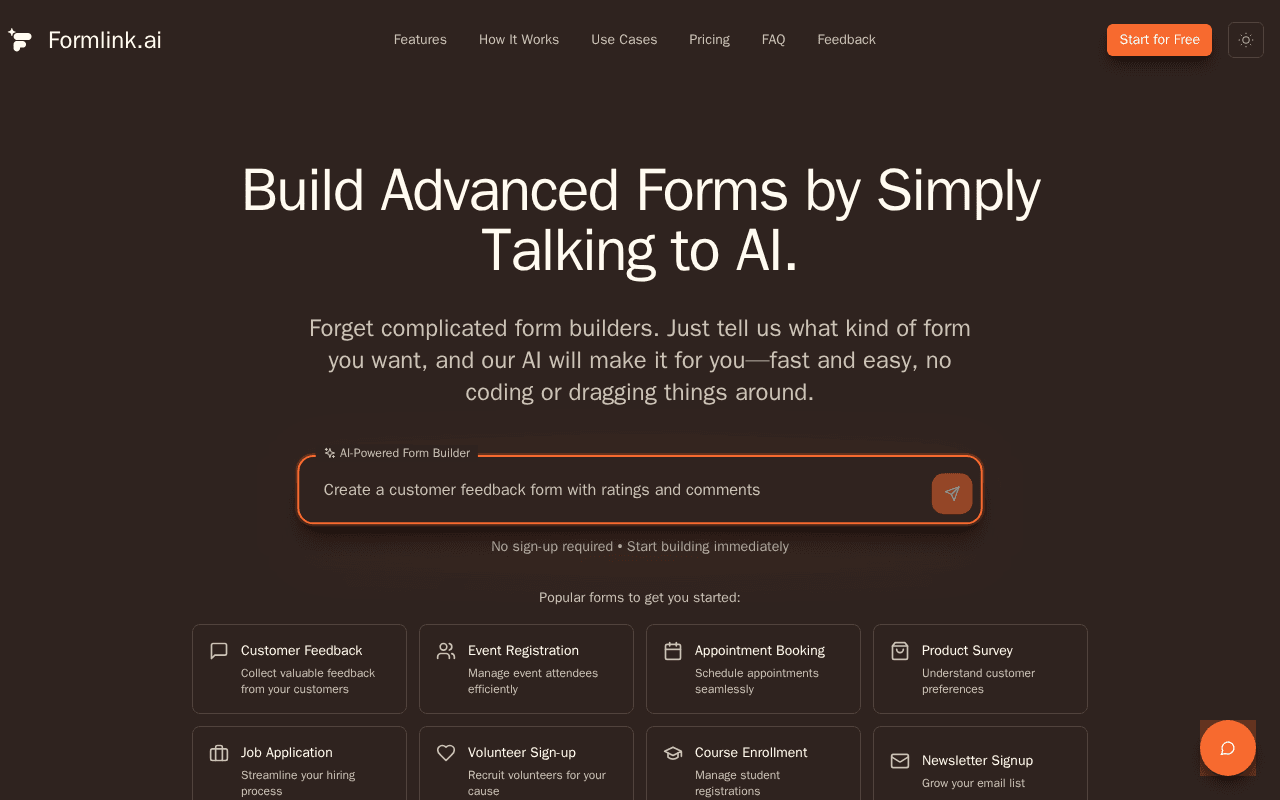 Screenshot of formlink.ai
