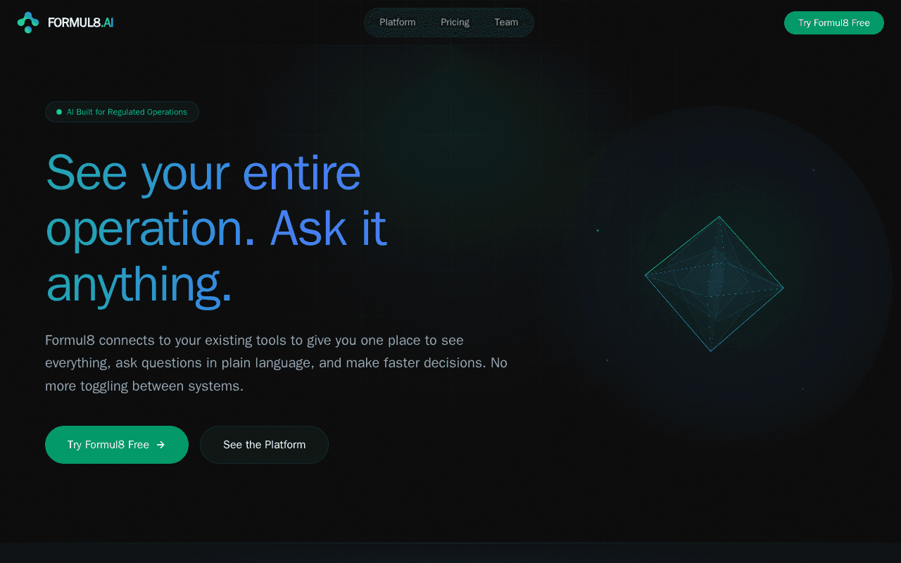 Screenshot of formul8.ai