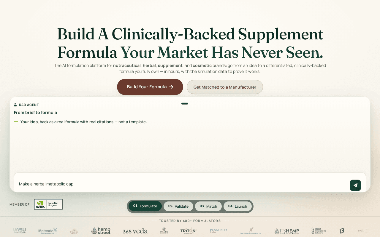Screenshot of formulaite.ai
