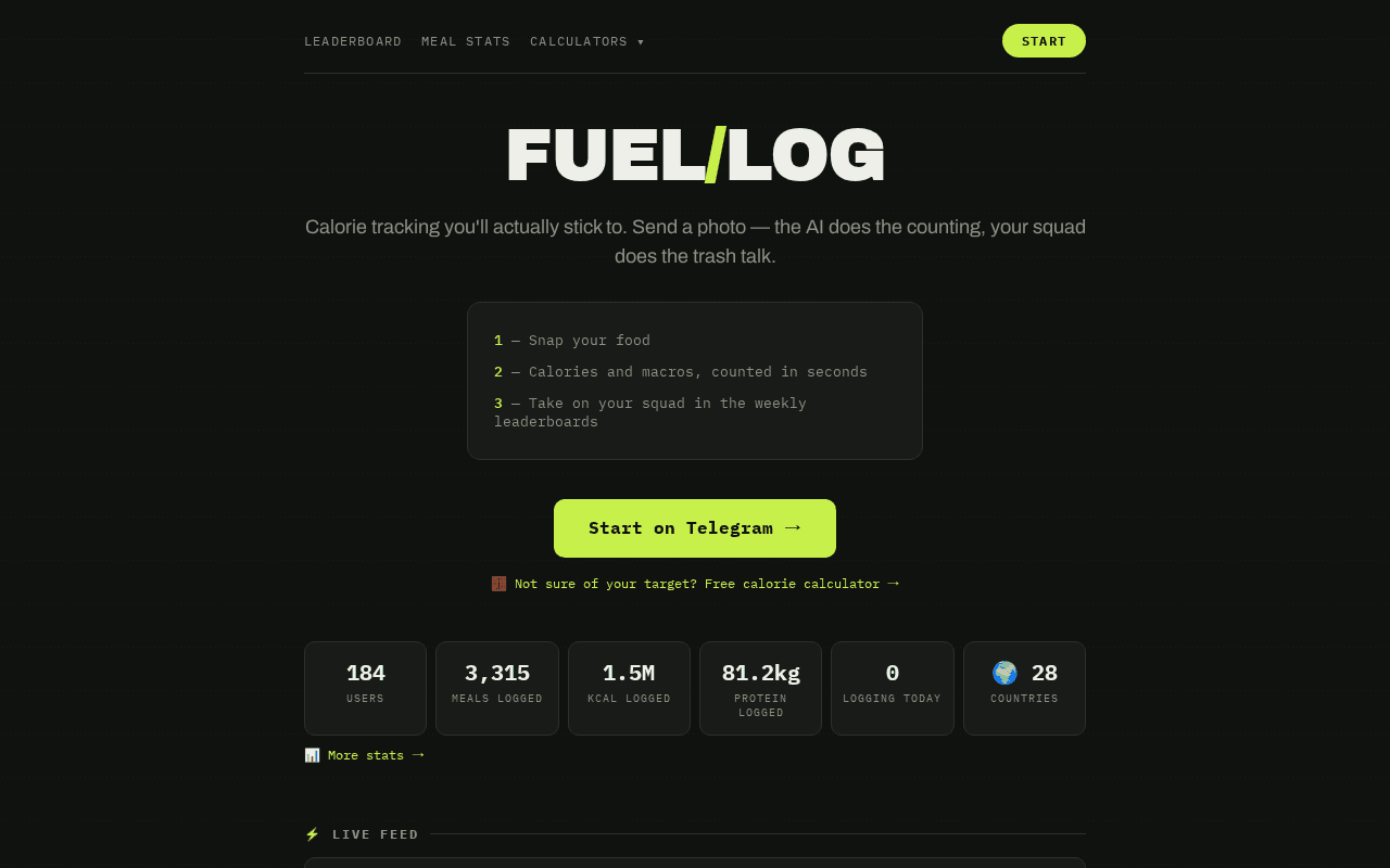 Screenshot of fuellog.ai