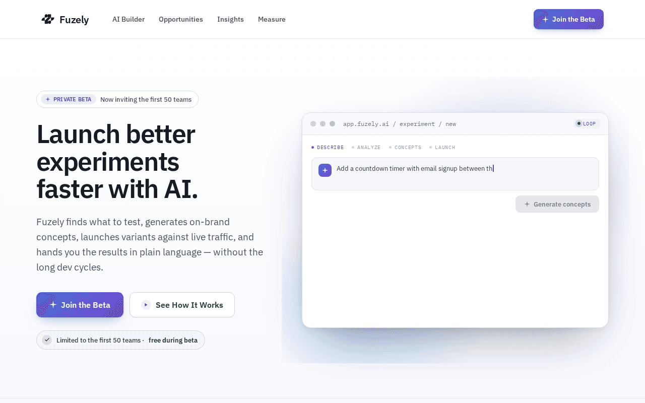 Screenshot of fuzely.ai