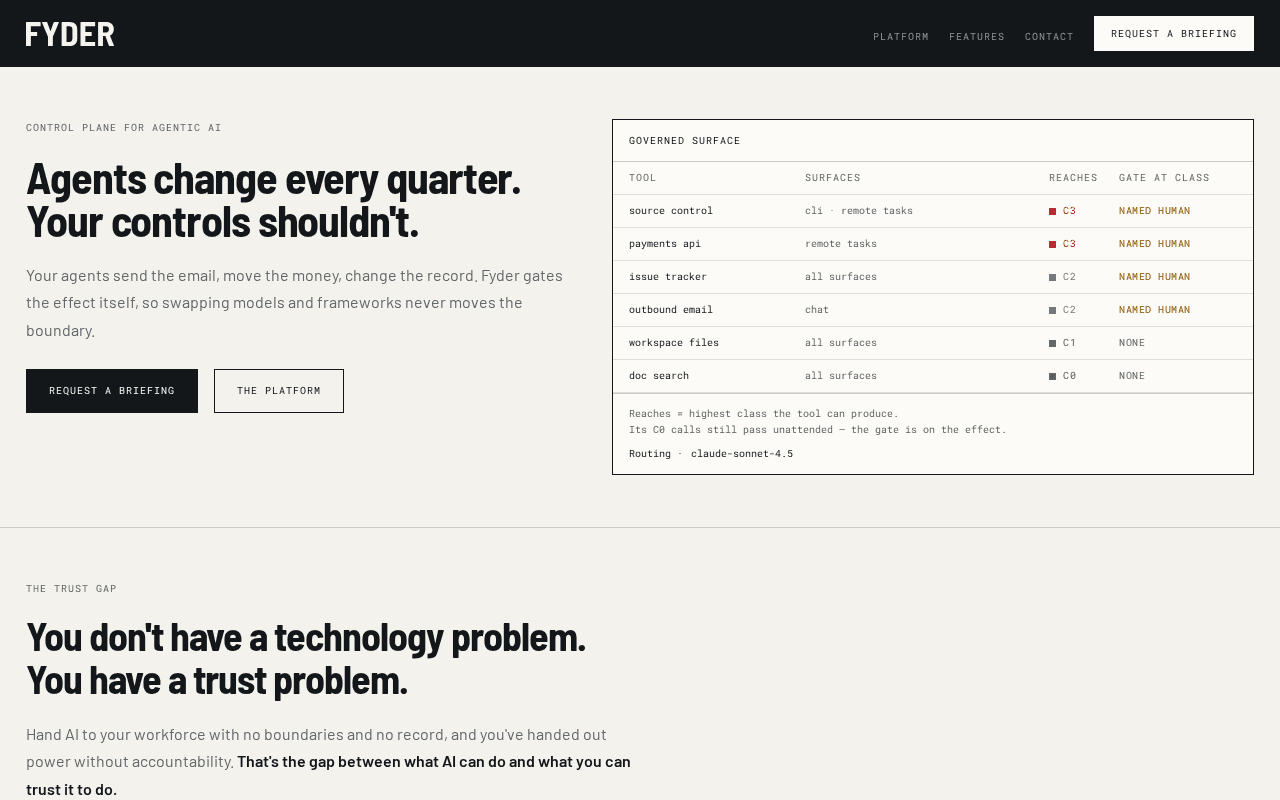 Screenshot of fyder.ai