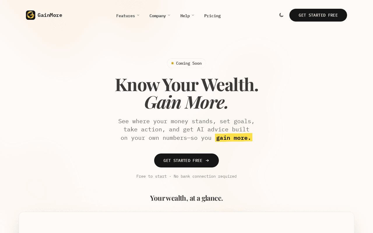 Screenshot of gainmore.ai