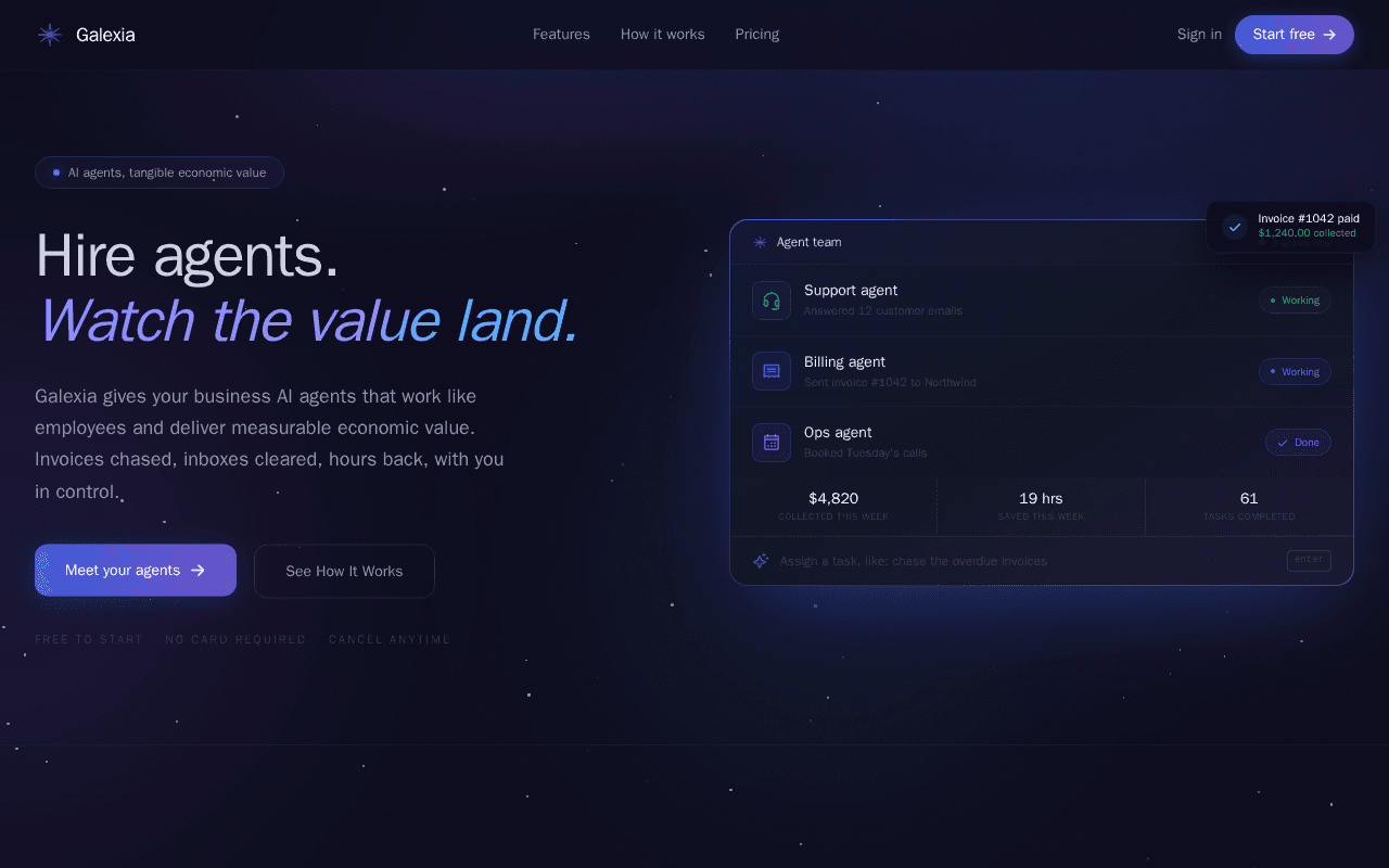 Screenshot of galexia.ai
