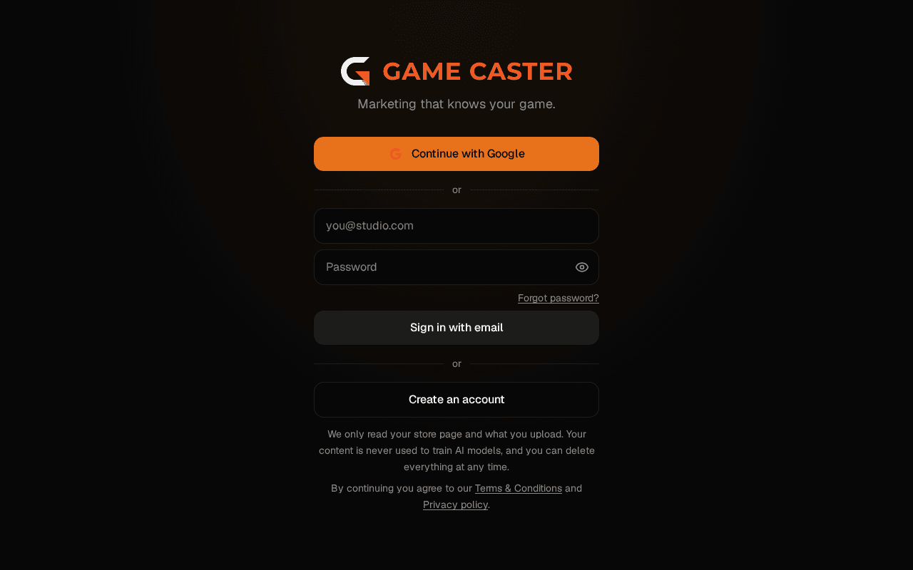 Screenshot of gamecaster.ai
