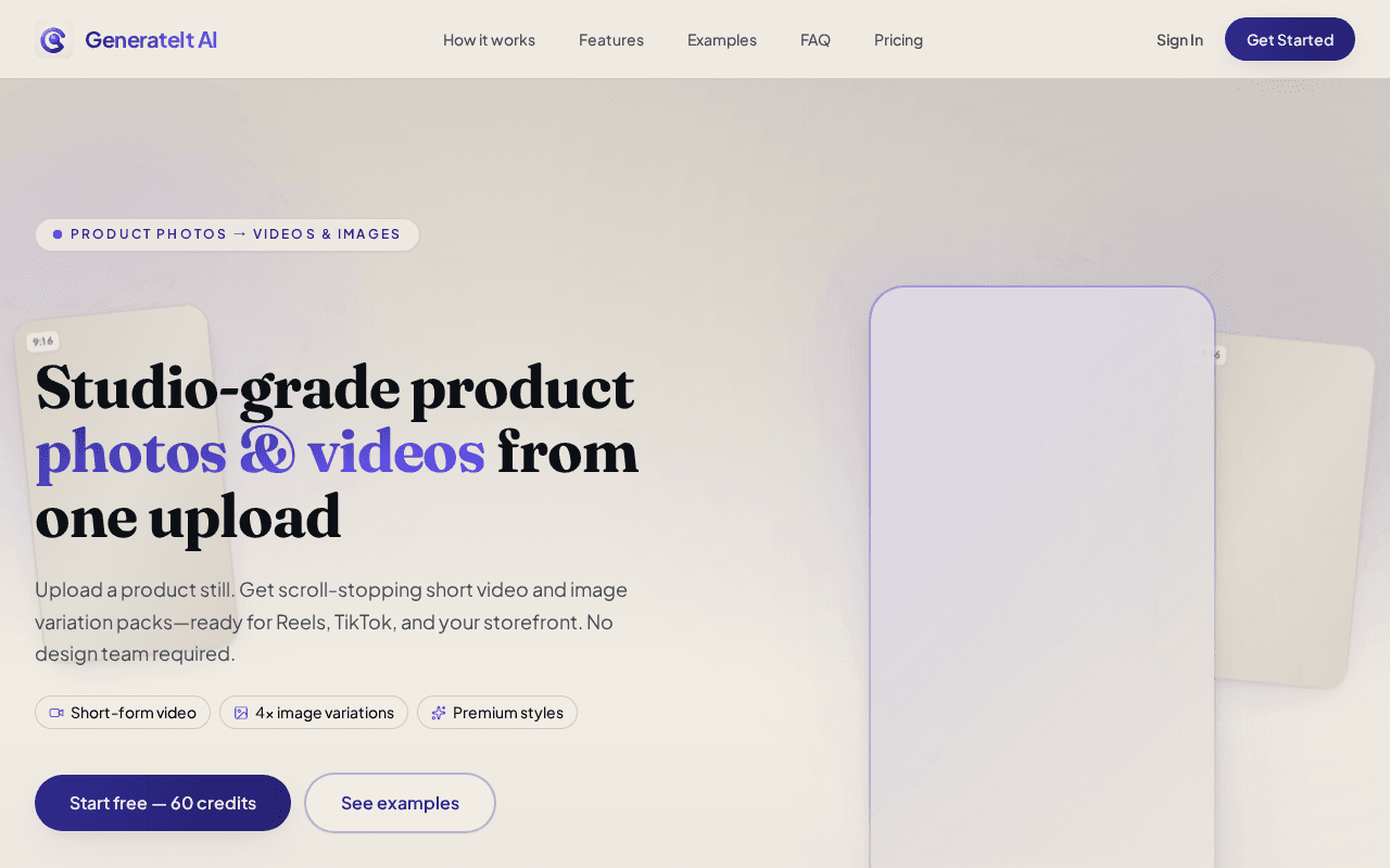Screenshot of generateit.ai
