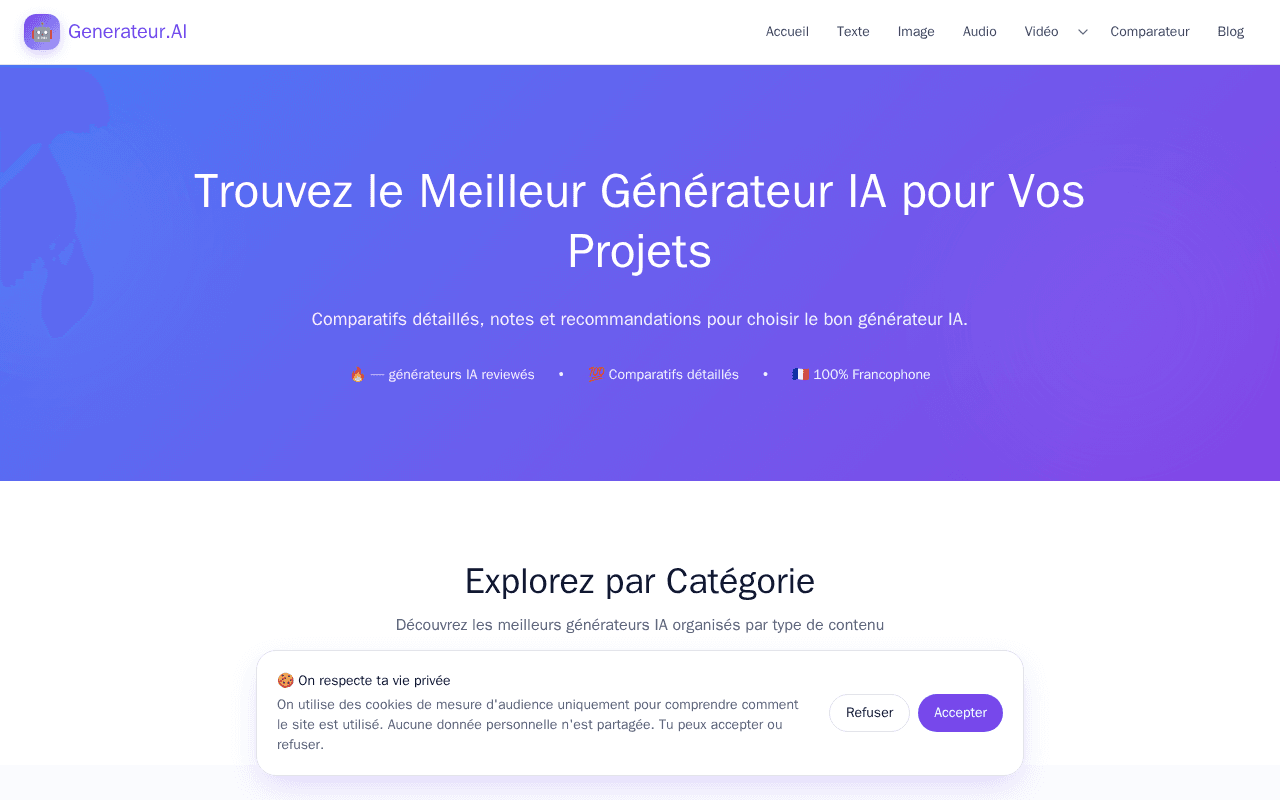 Screenshot of generateur.ai