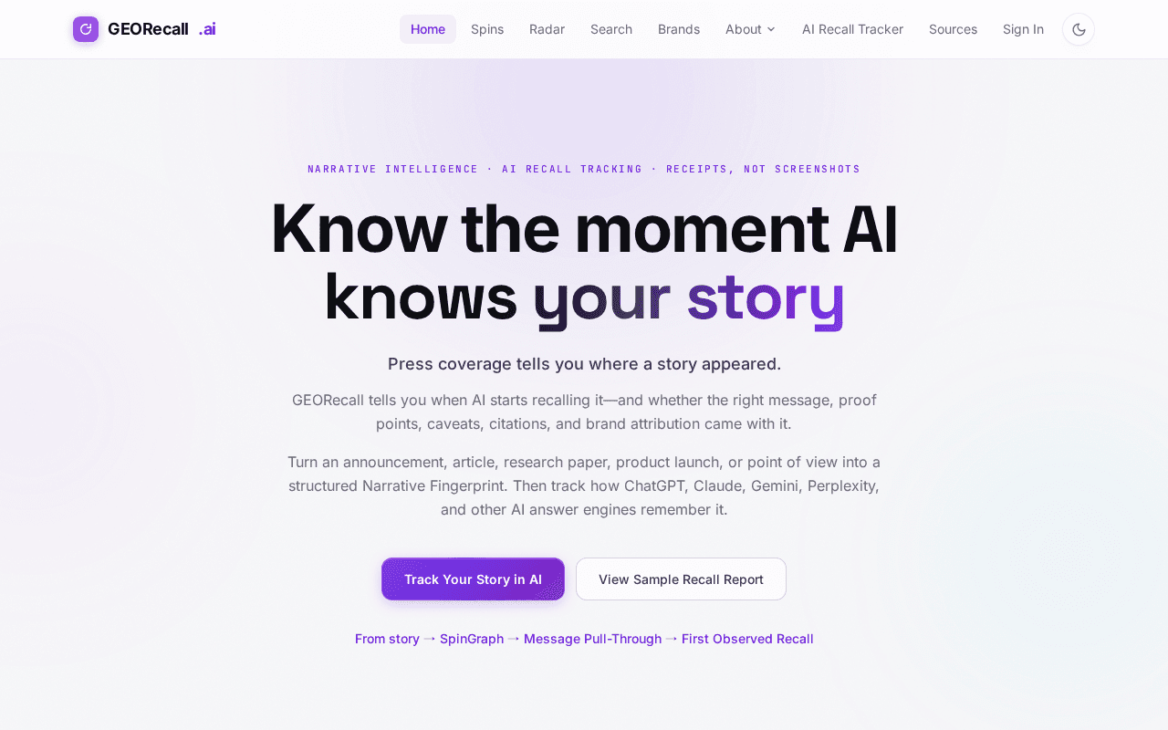 Screenshot of georecall.ai