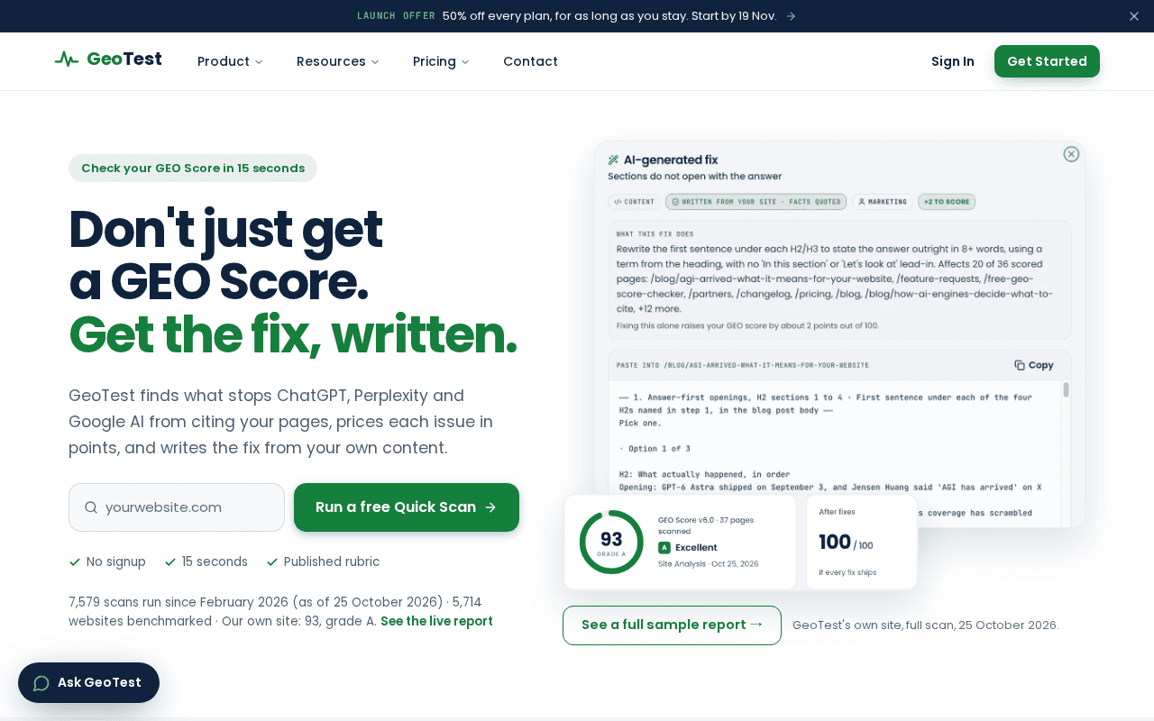 Screenshot of geotest.ai