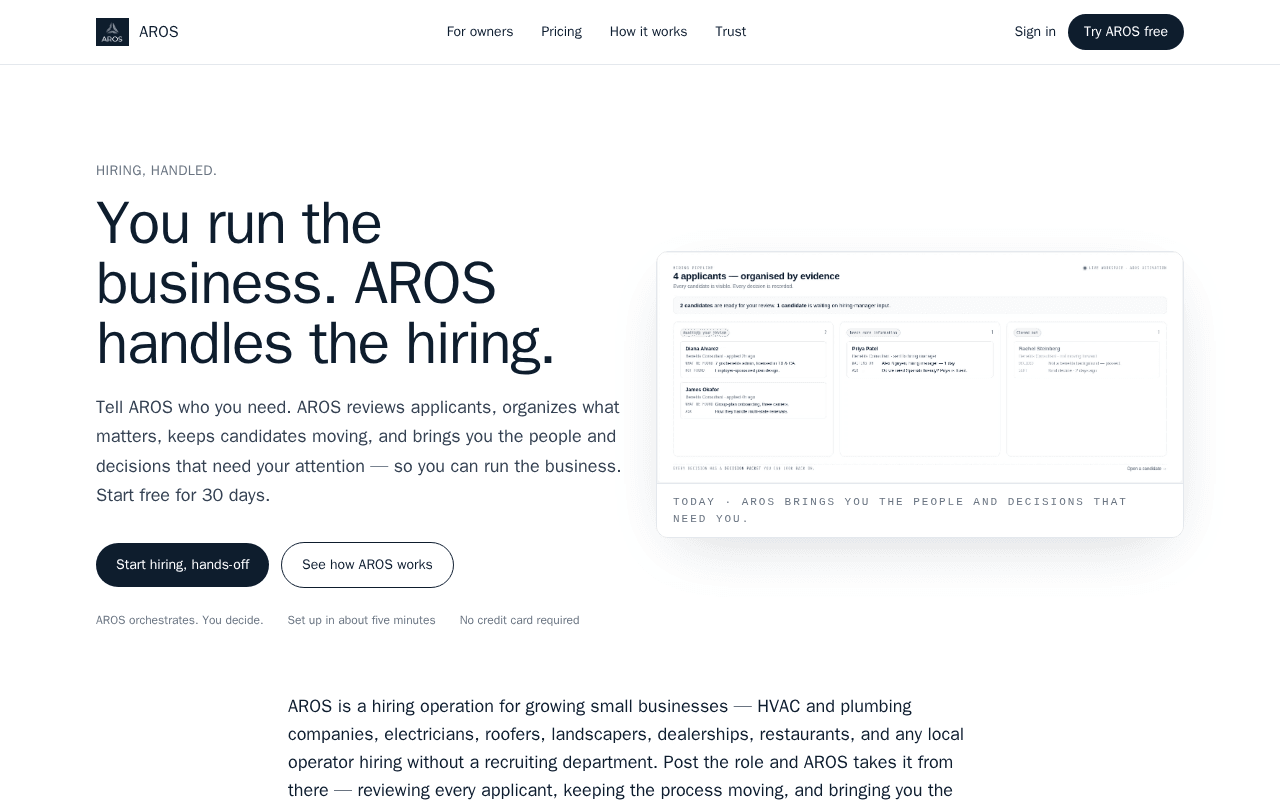 Screenshot of getaros.ai