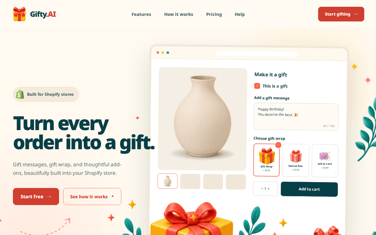 Screenshot of getgifty.ai