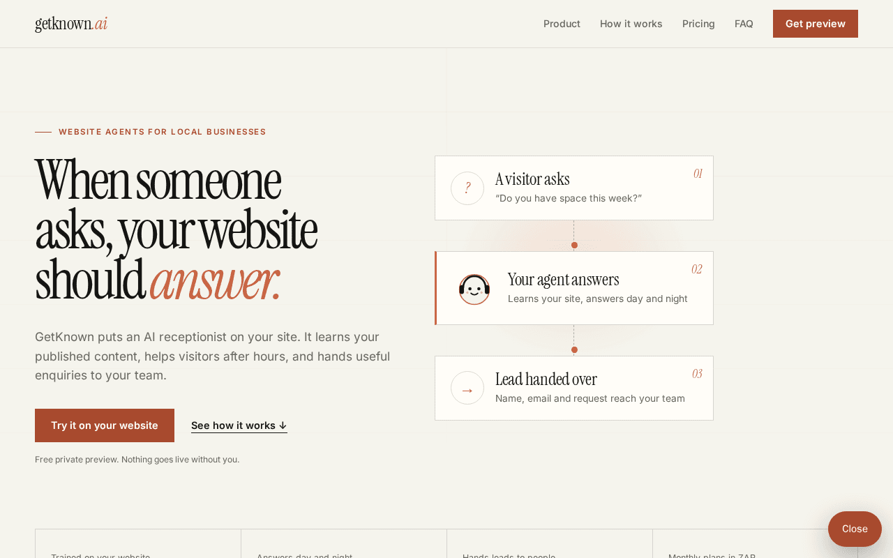 Screenshot of getknown.ai