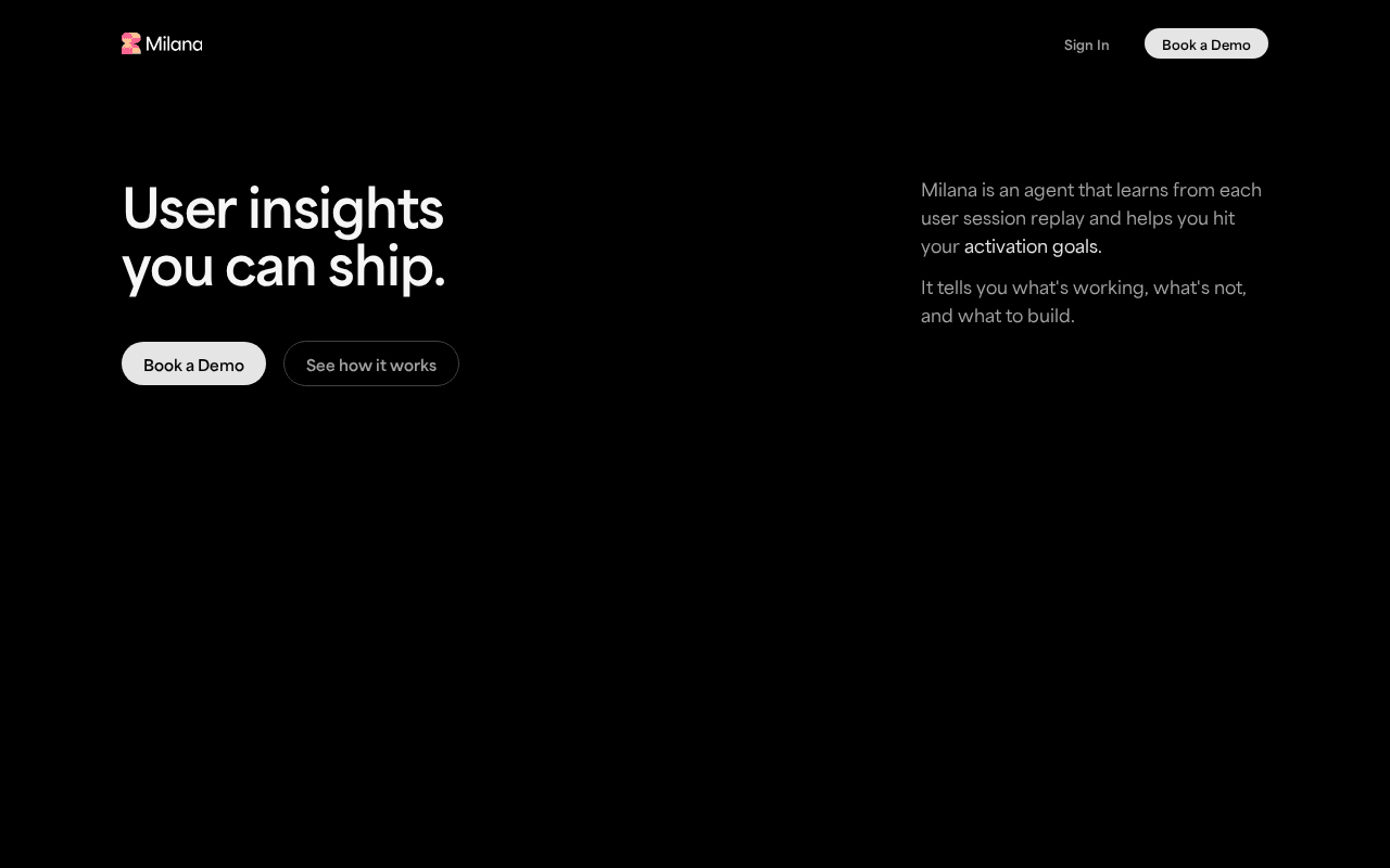 Screenshot of getmilana.ai
