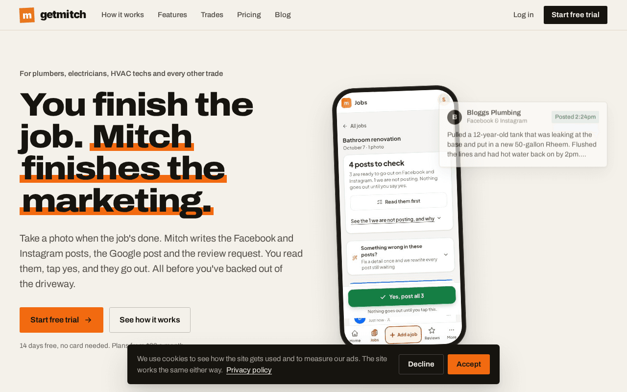 Screenshot of getmitch.ai